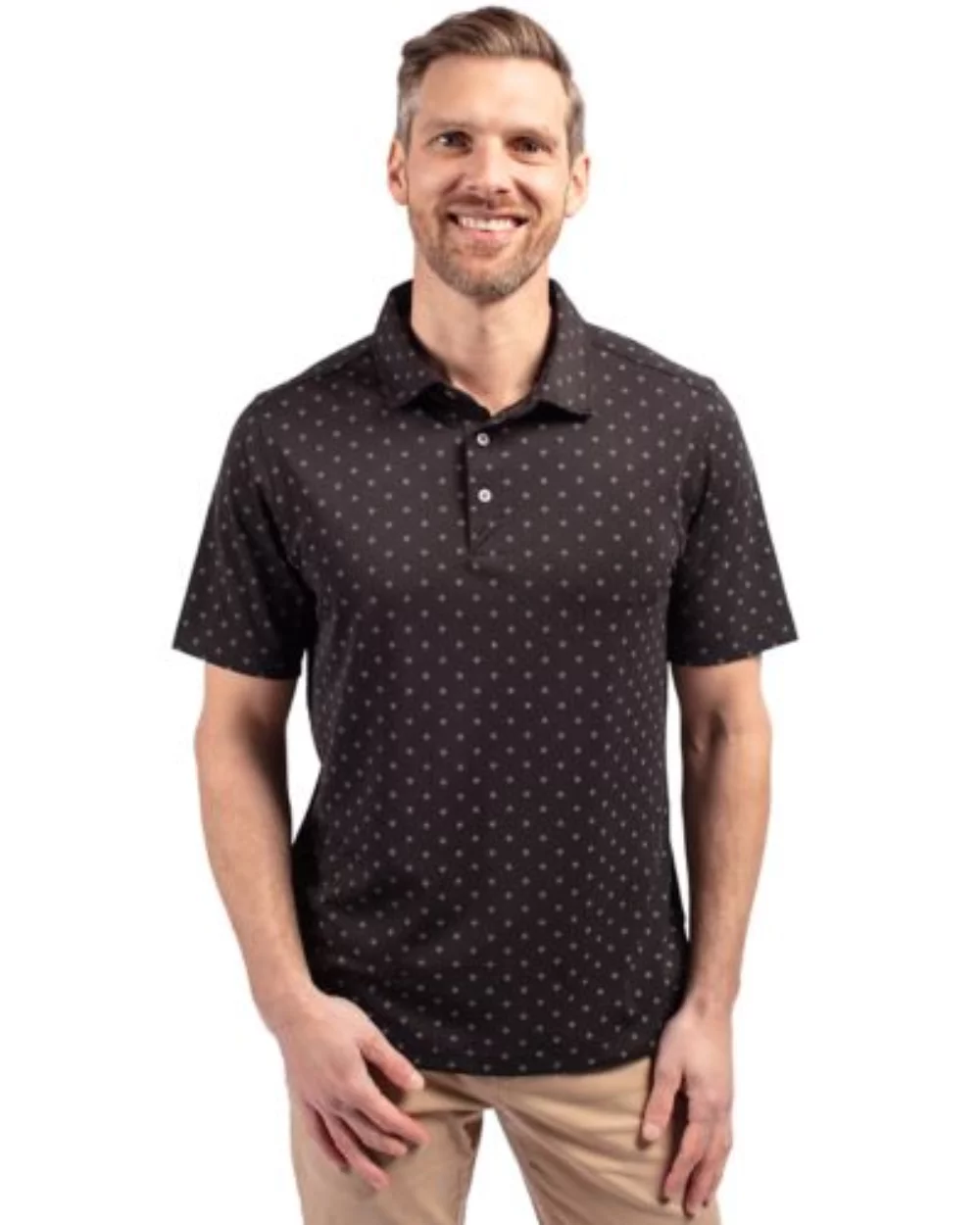 Cutter & Buck Virtue Eco Pique Tile Print Recycled Mens Big & Tall Polo