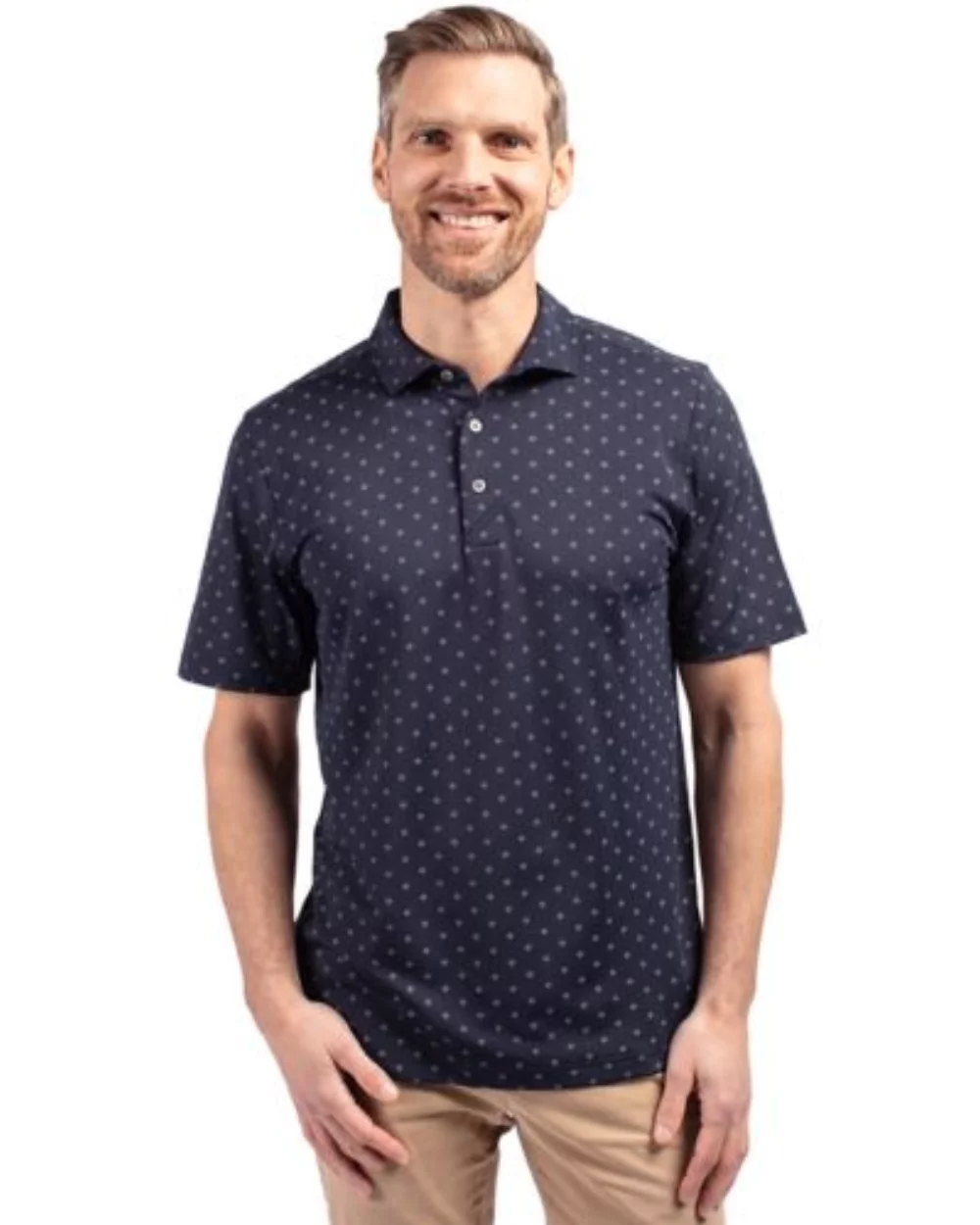 Cutter & Buck Virtue Eco Pique Tile Print Recycled Mens Big & Tall Polo
