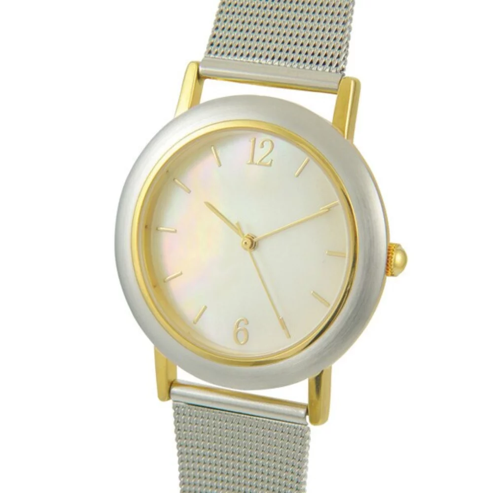 Montre étincelante pour hommes Matsuda avec cadran en nacre et bracelet en maille métallique