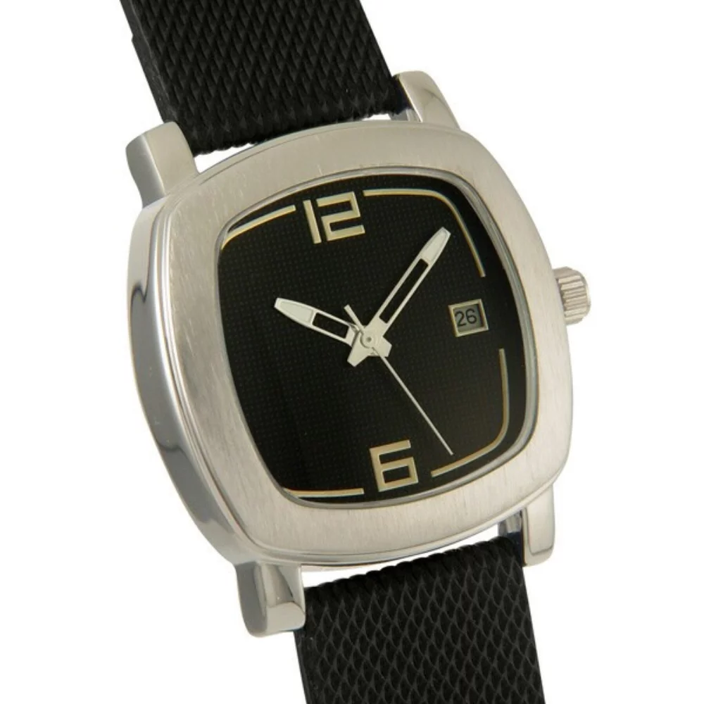 Montre carrée unisexe Matsuda avec cadran à motif de damier métallique.