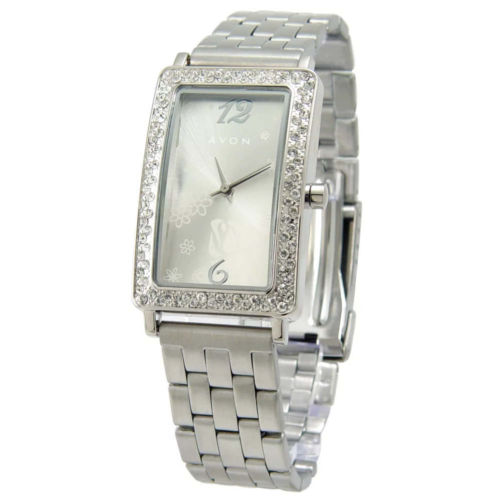 Montre rectangulaire pour dames Matsuda avec cristaux, bracelets métalliques ajustables