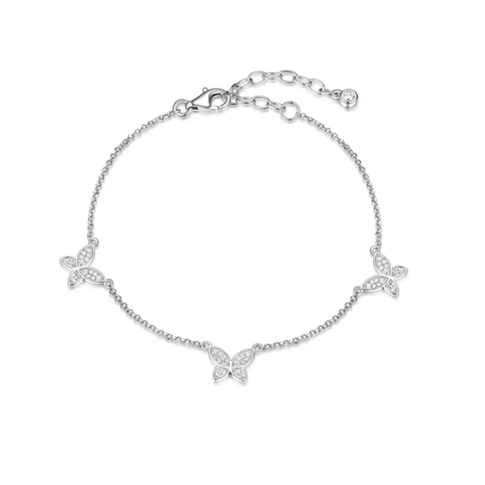 Diamondlite Cubic Zirconia Butterfly Anklet - Silver