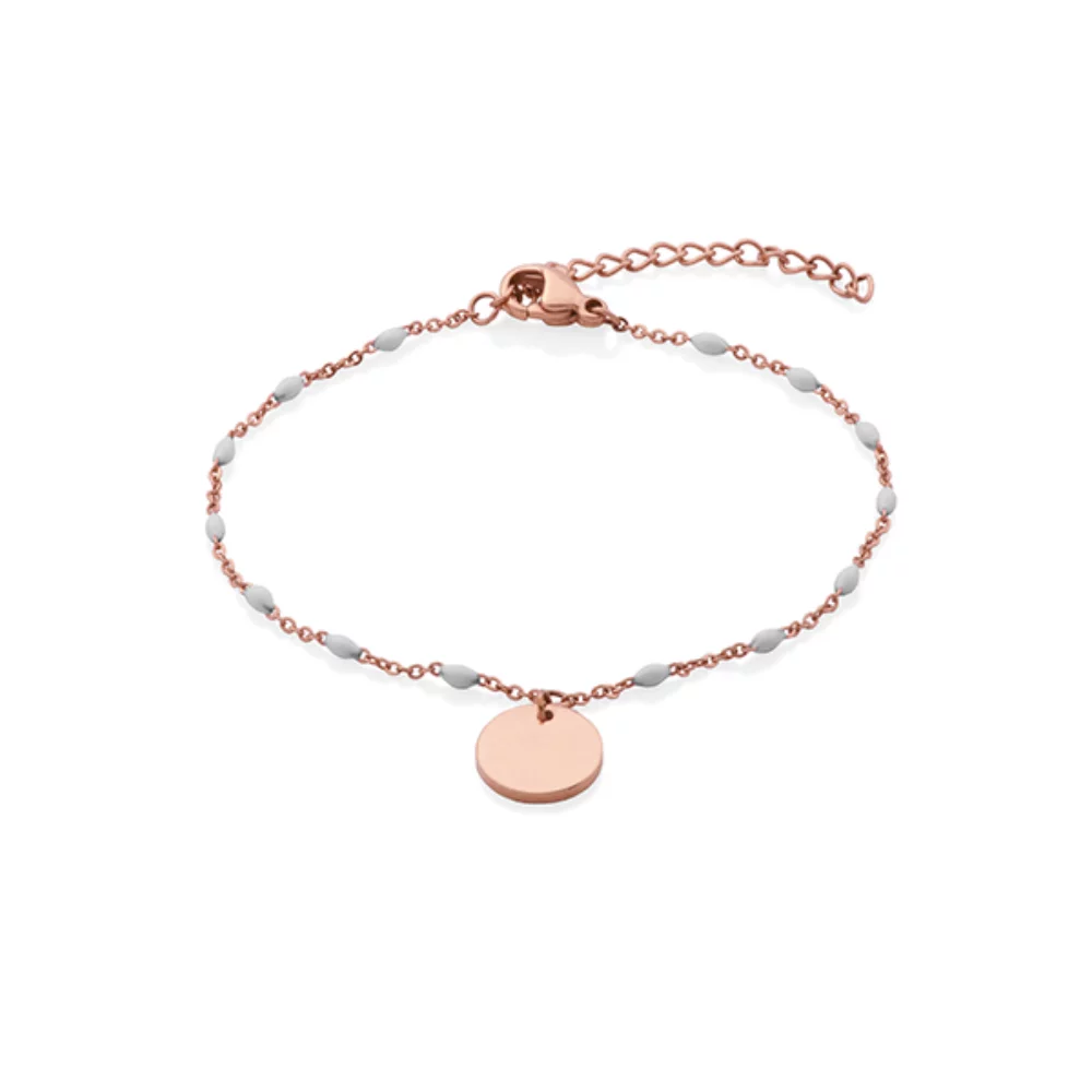 CJ Steelx White Enamel Anklet - Rose Gold