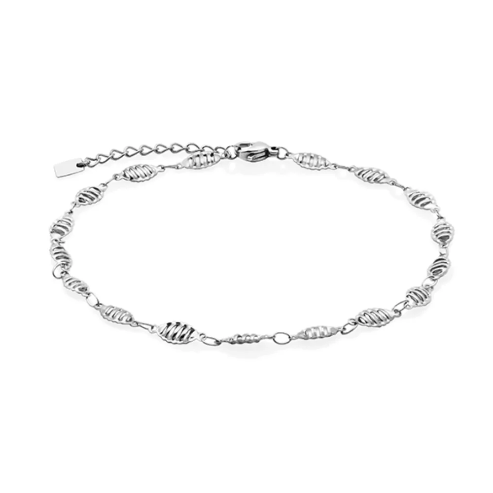 CJ Steelx Twisted Cut Anklet - Silver