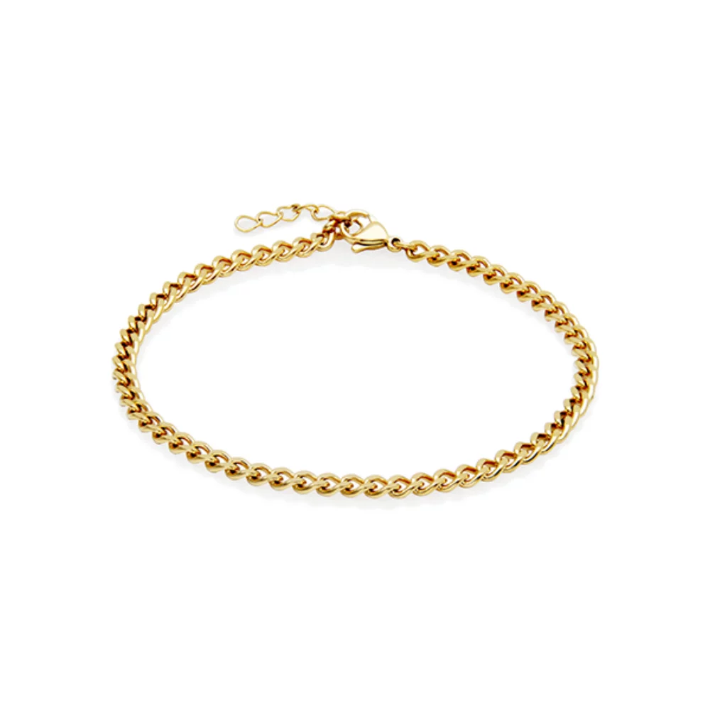 CJ Steelx 4mm Curb Chain Anklet - Gold