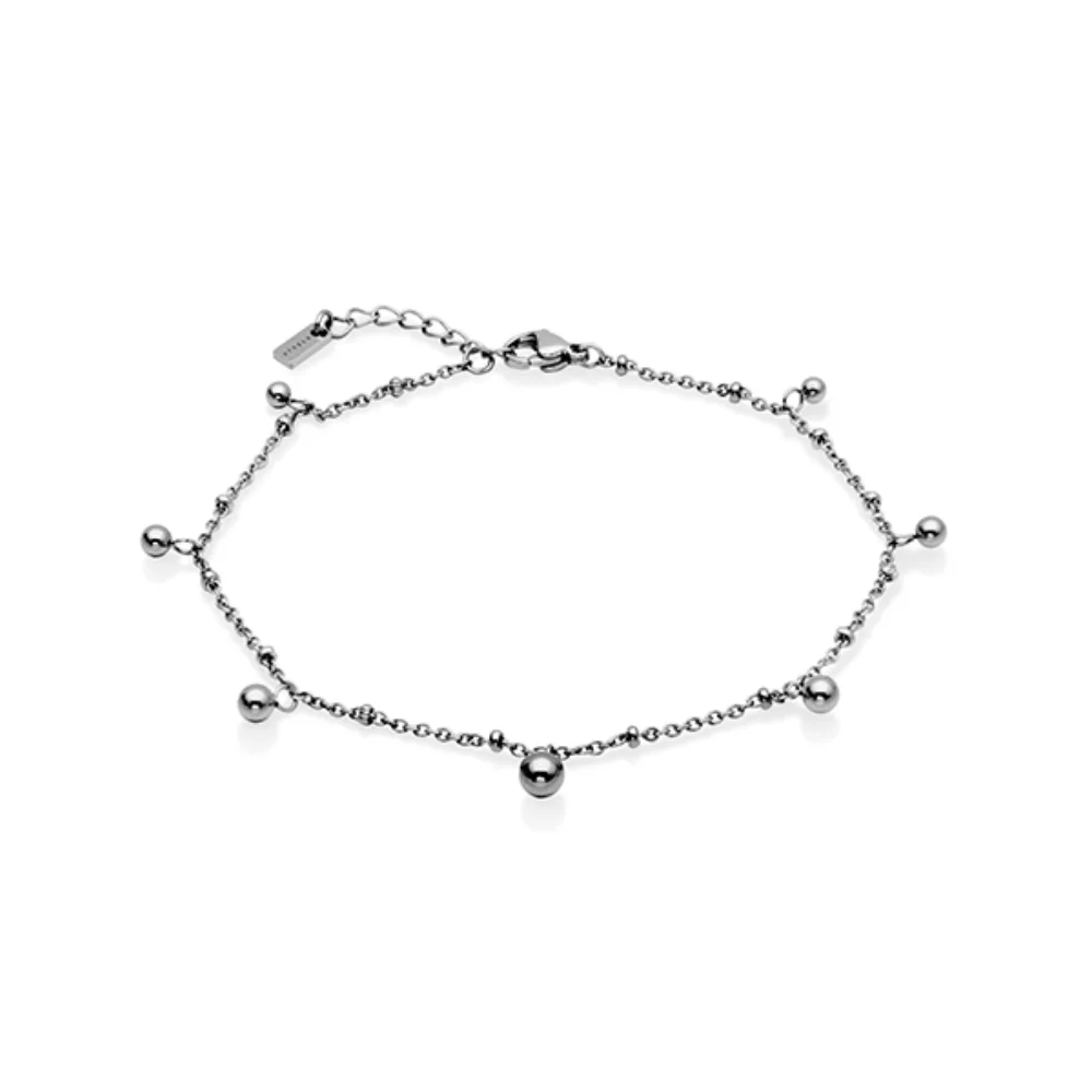 CJ Steelx Bead Droplet Anklet - Silver