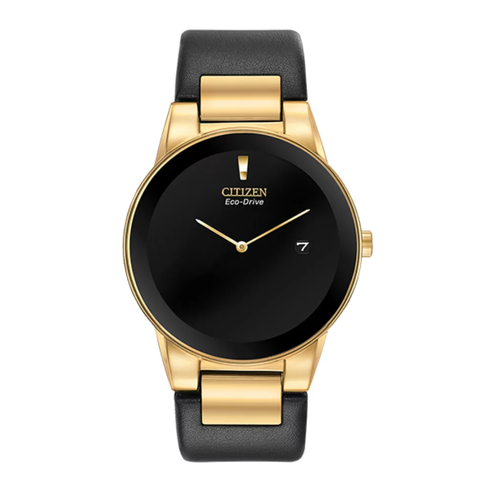 Montre Citizen Axiom - Bracelet en cuir noir et doré
