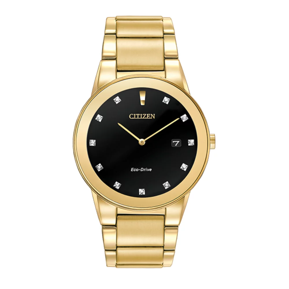 Montre Citizen Axiom - Noir et Or avec Diamants Accentués