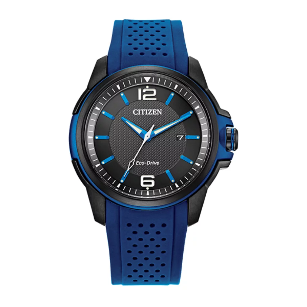 Montre Citizen Weekender - Bracelet en PU noir et bleu