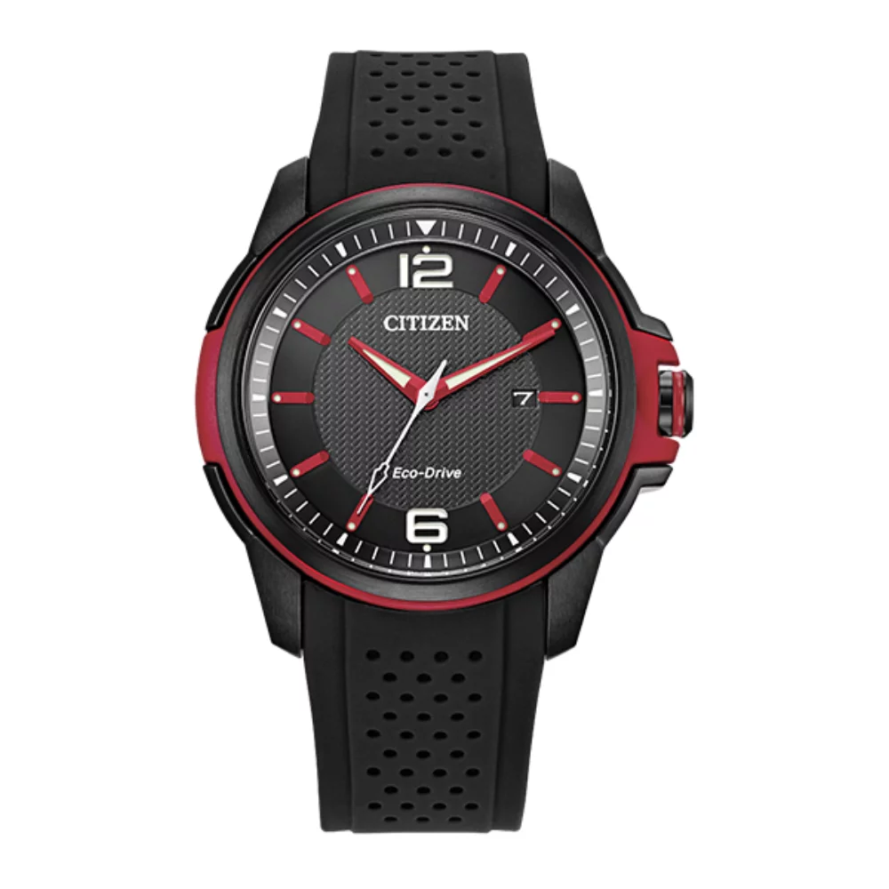 Montre Citizen Weekender - Bracelet en PU rouge et noir