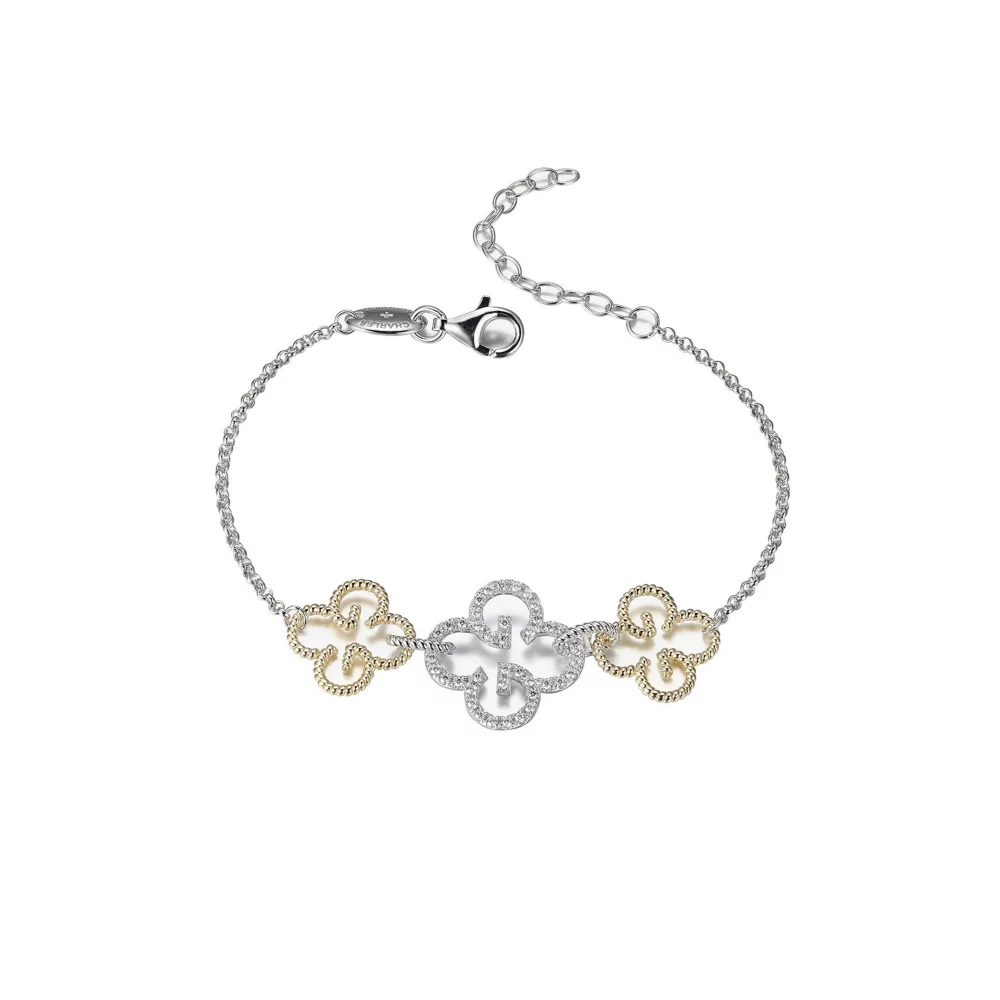 Charles Garnier Sterling Silver "MONOGRAM" Rhodium Bracelet - Silver and Gold