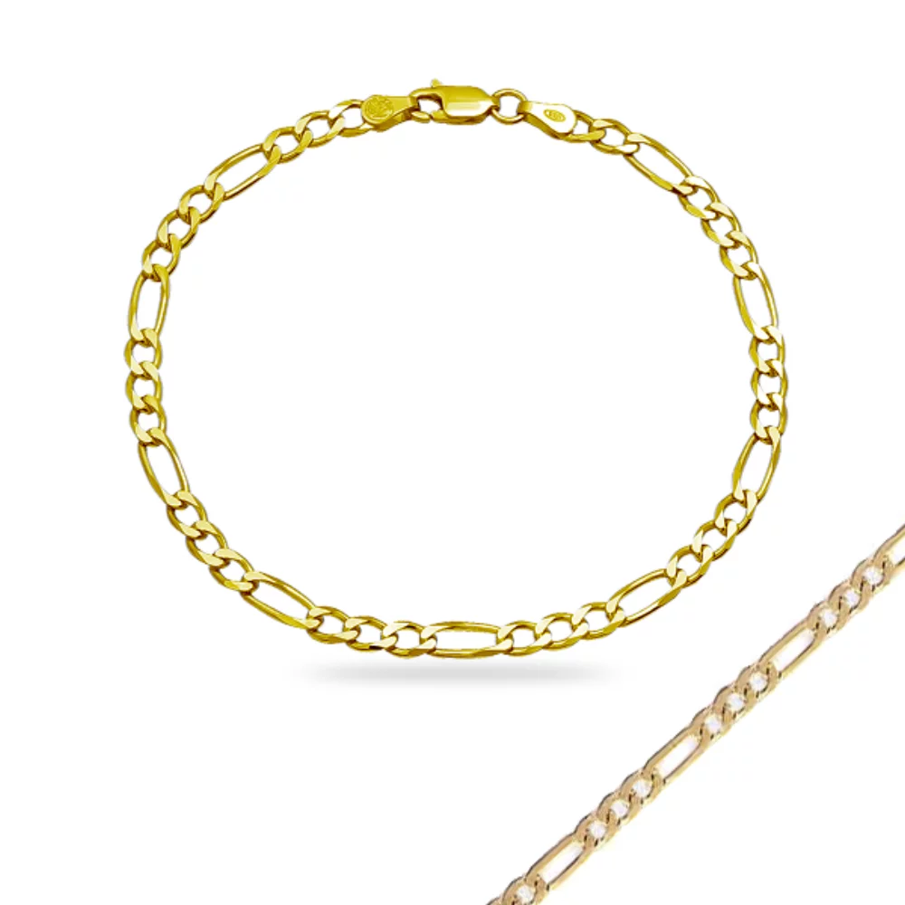 7" 14K Yellow Gold Figaro Chain Bracelets - 3.0gm