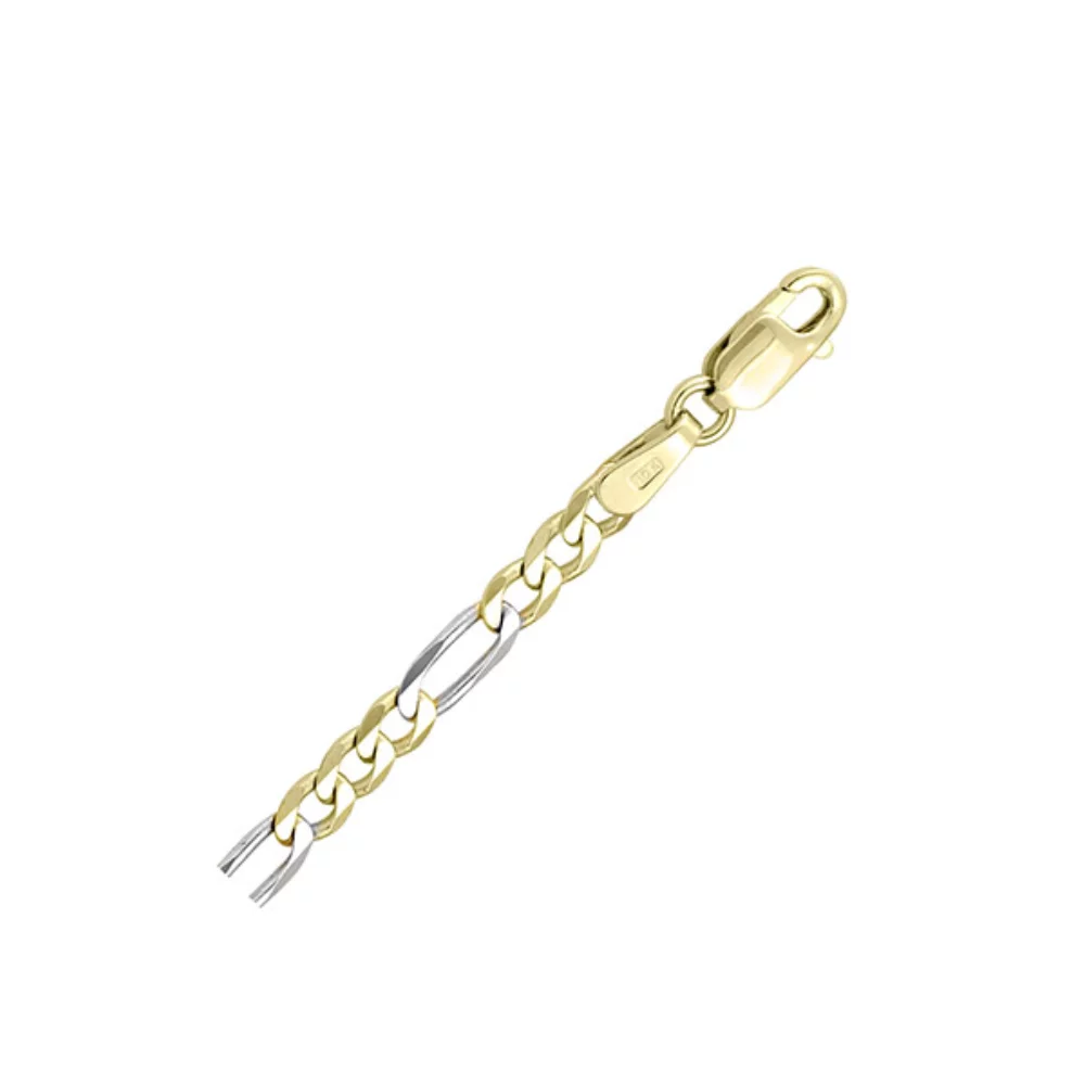 7" 18K Two Tone Figaro Bracelets - 3.6 gm