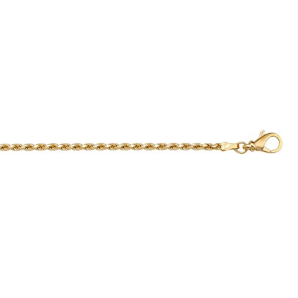 14K Gold Solid Rope 7" Bracelet - 1.9 gm