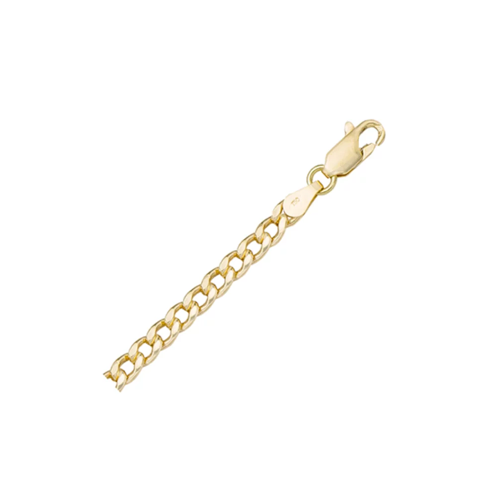 7" 18K Gold Hollow Curb Bracelets - 3.4 gm