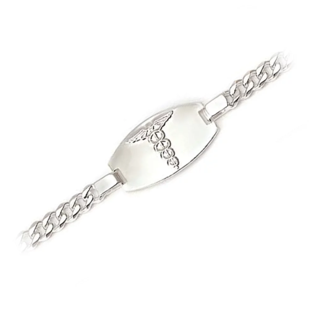 Bracelets de données médicales en argent sterling de 8 pouces - 13g