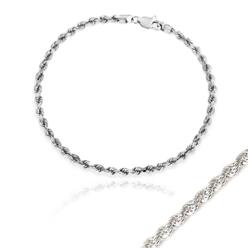 7.5" Sterling Silver Hollow Rope Chain Bracelets - 6.1gm