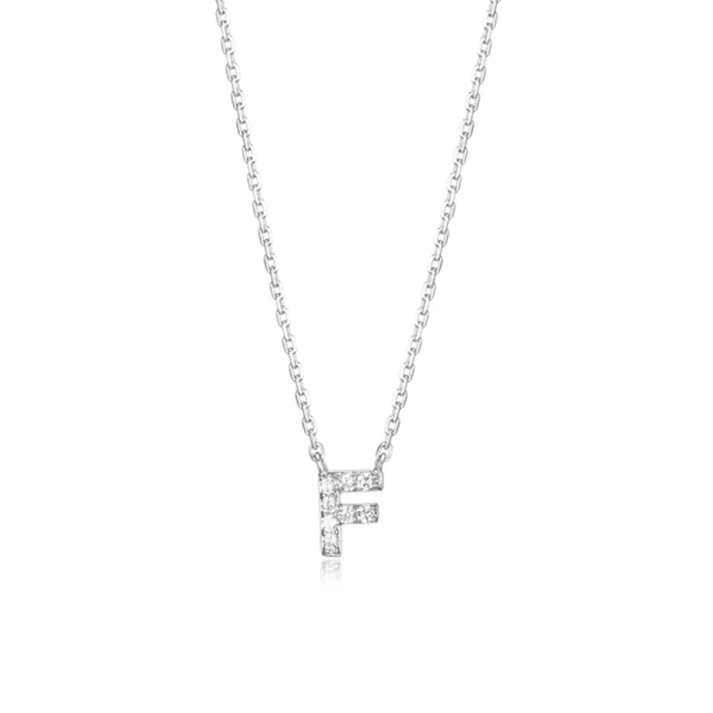 Collier initiale F en zircone cubique Diamondlite - Argent
