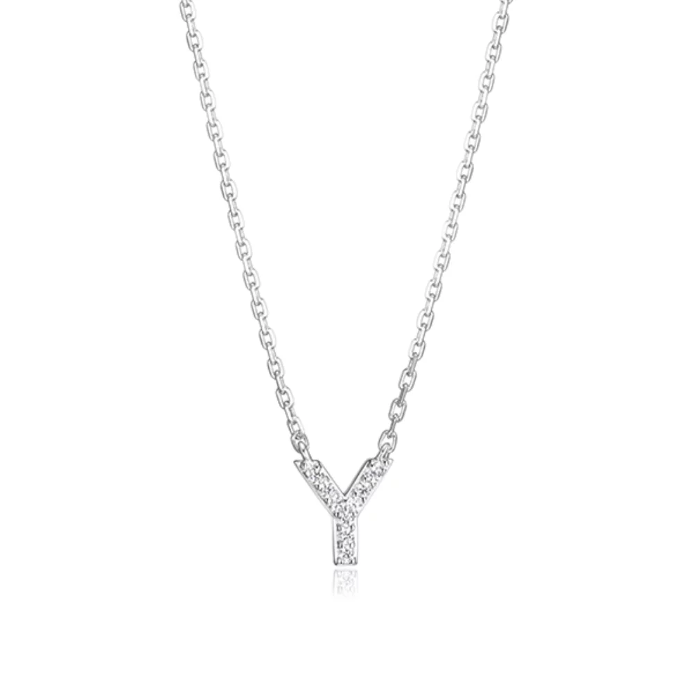 Collier initiale mini Y en zircone cubique Diamondlite - Argent