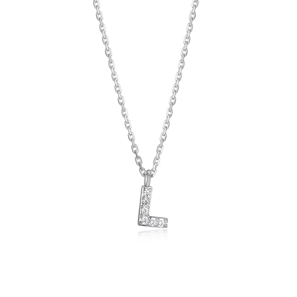 Diamondlite Cubic Zirconia Mini Initial L Necklace - Silver