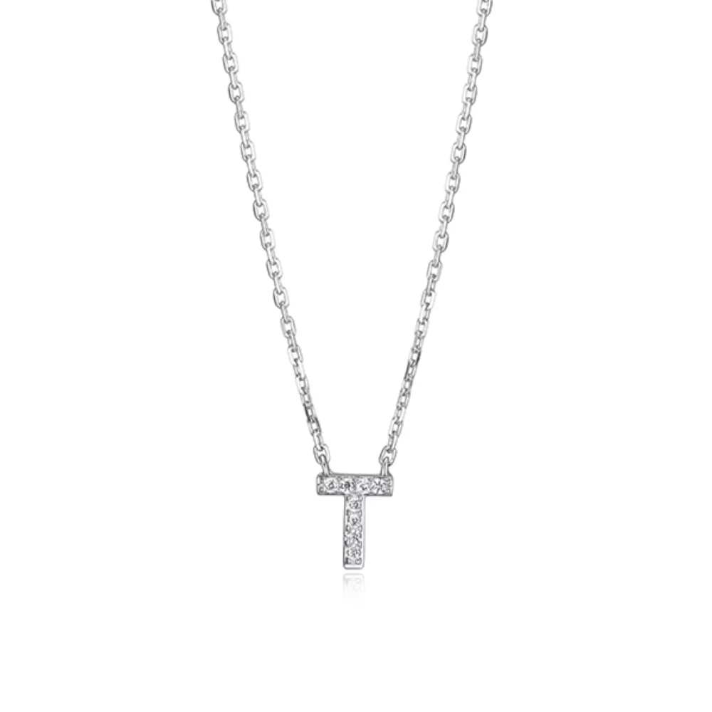 Collier initiale T en zircone cubique Diamondlite - Argent