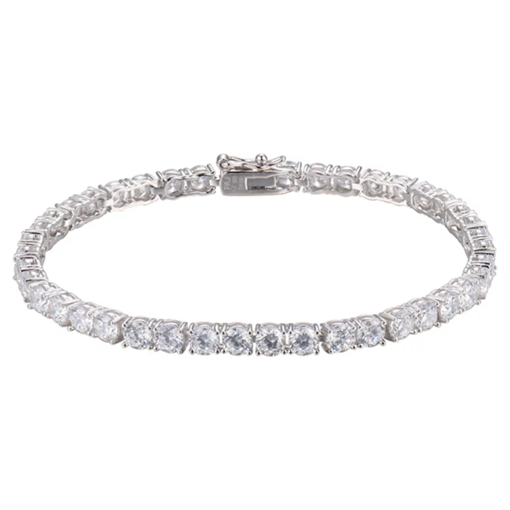 Bracelets de tennis ronds en zircone cubique Diamondlite de 4 mm en argent