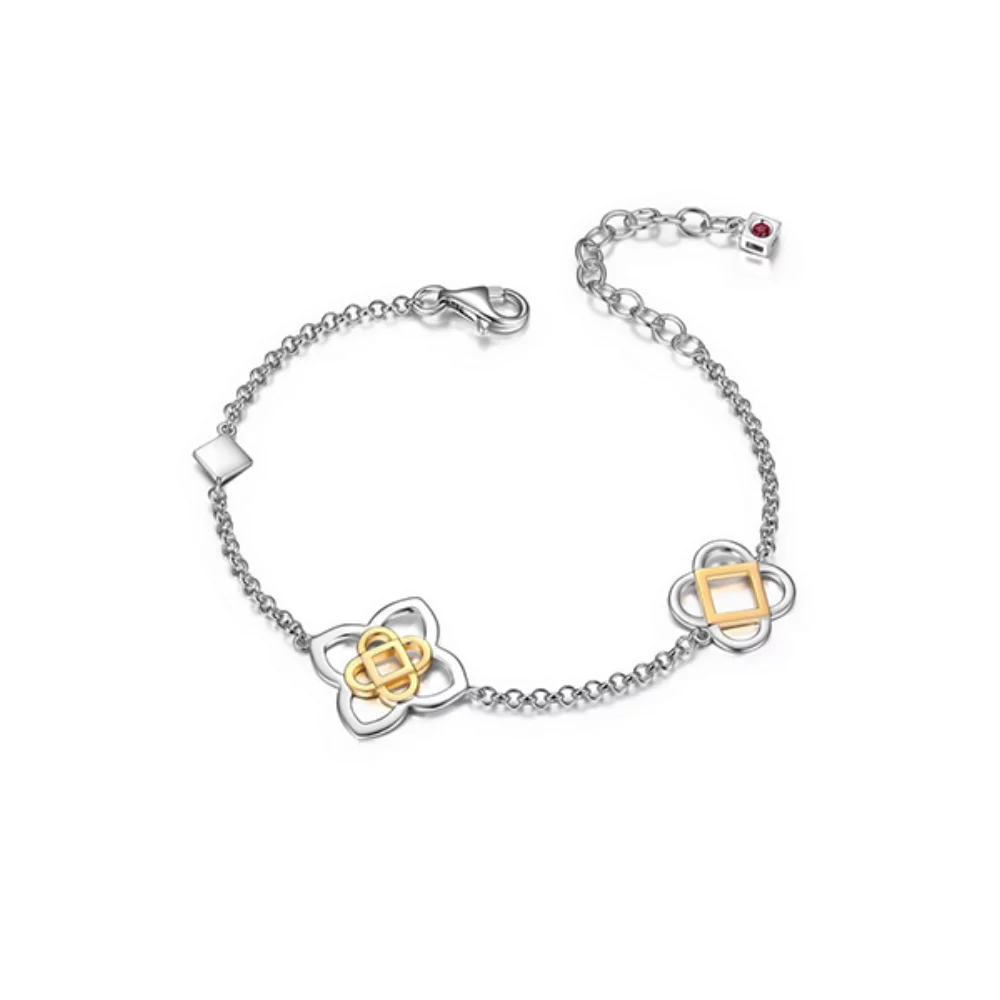 ELLE "Florence" Two-Tone Double Motif Bracelet - Silver and Gold