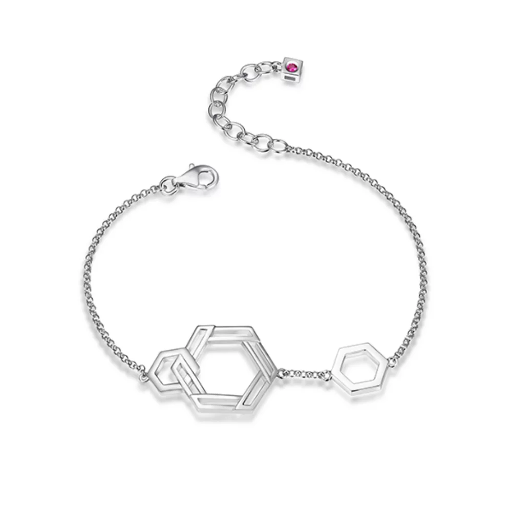 Bracelet hexagonal entrelacé "Lattice" - Argent