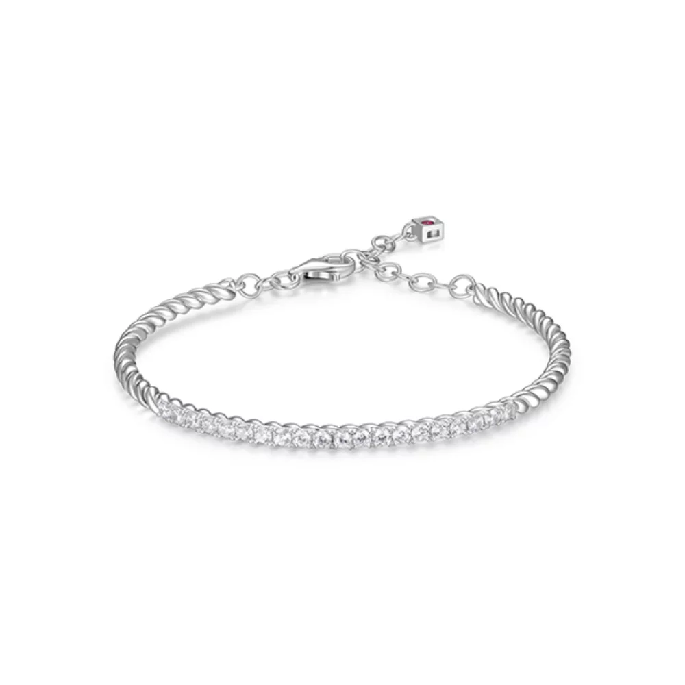 ELLE "Nautical" Rope Bangle with Cubic Zirconia - Silver