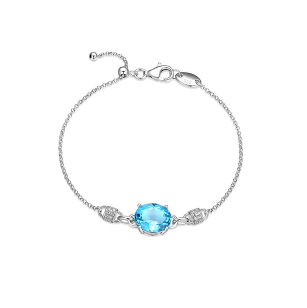 Charles Garnier Sterling Silver "Prism" Genuine Topaz & CZ Bracelet - Silver