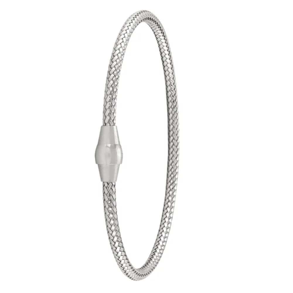 Silver round snake sterling silver fashion bangle with magnetic clasp