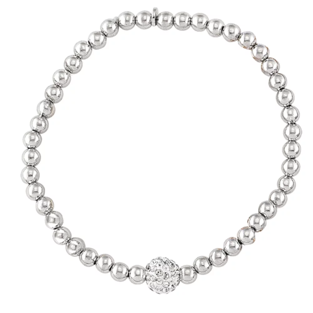 Bracelets de mode en argent sterling avec boule en zircone cubique - argent