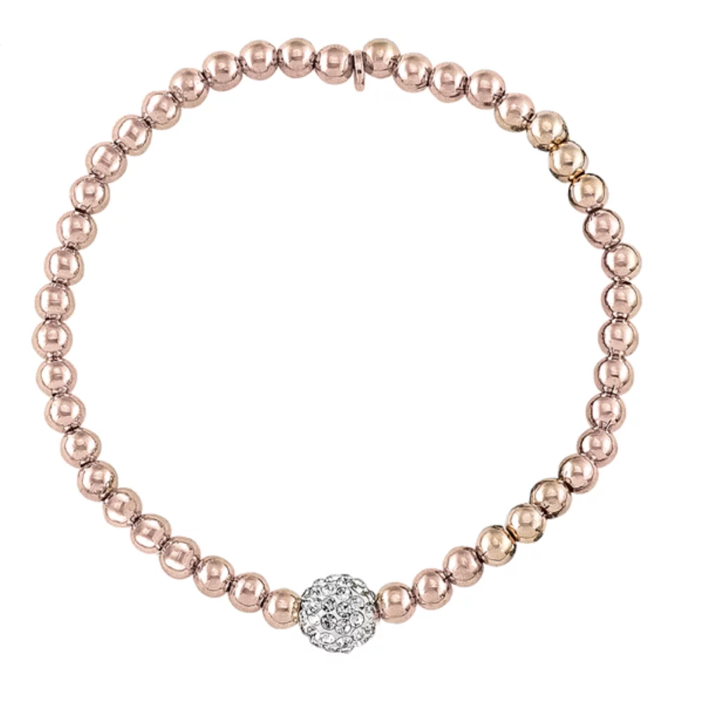 Bracelets de mode en argent sterling avec boule en CZ - rose