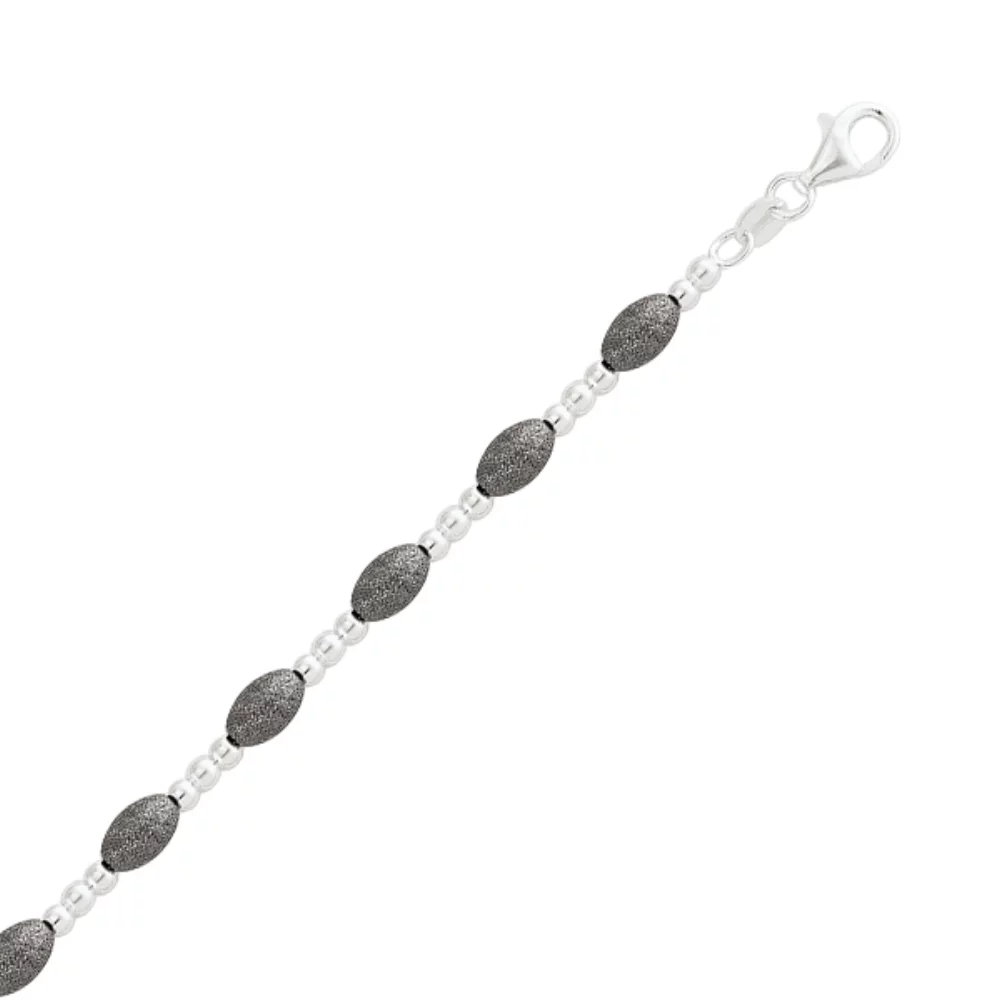 Sterling silver fashion Bracelets with black beads