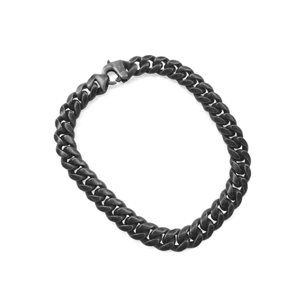 STEELX 8mm Curved Curb Chain Bracelet - Antique Black