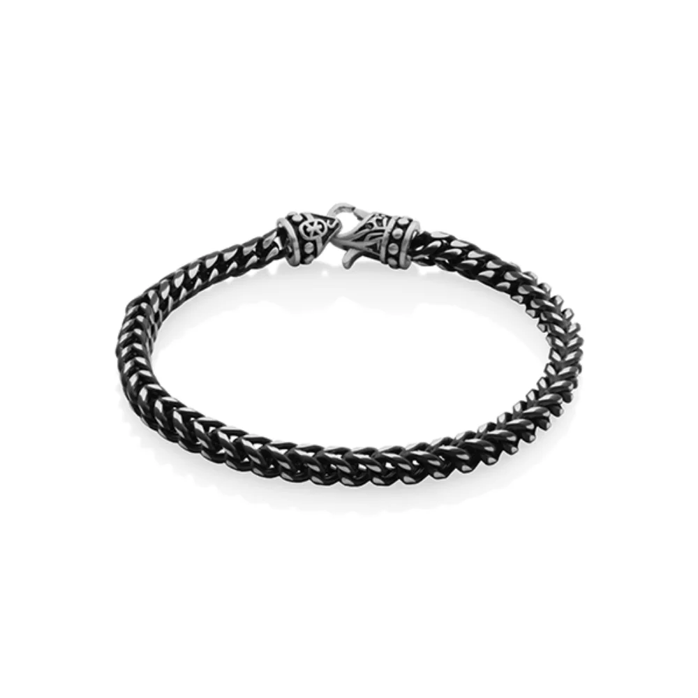 STEELX 5mm Round Curb Bracelet - Antique Silver