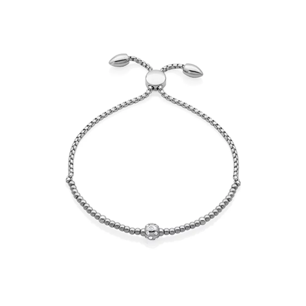 CJ Steelx Beaded Bolo Bracelet with Center Crystal Bead