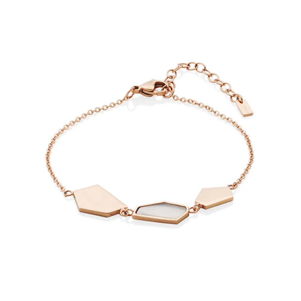 CJ Steelx Mother of Pearl Geometric Bracelet - Rose Gold