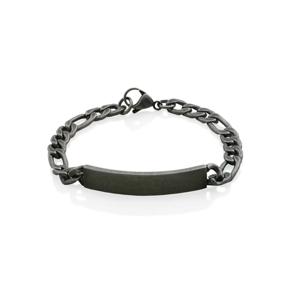 CJ Steelx ID Figaro Bracelet - Antique Black