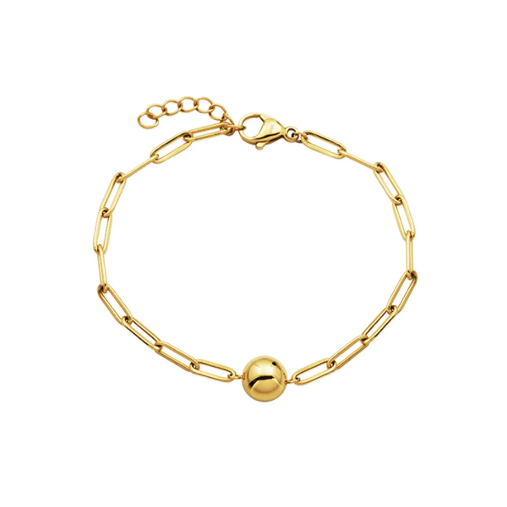 CJ Steelx Link Chain and Bead Bracelet - Gold
