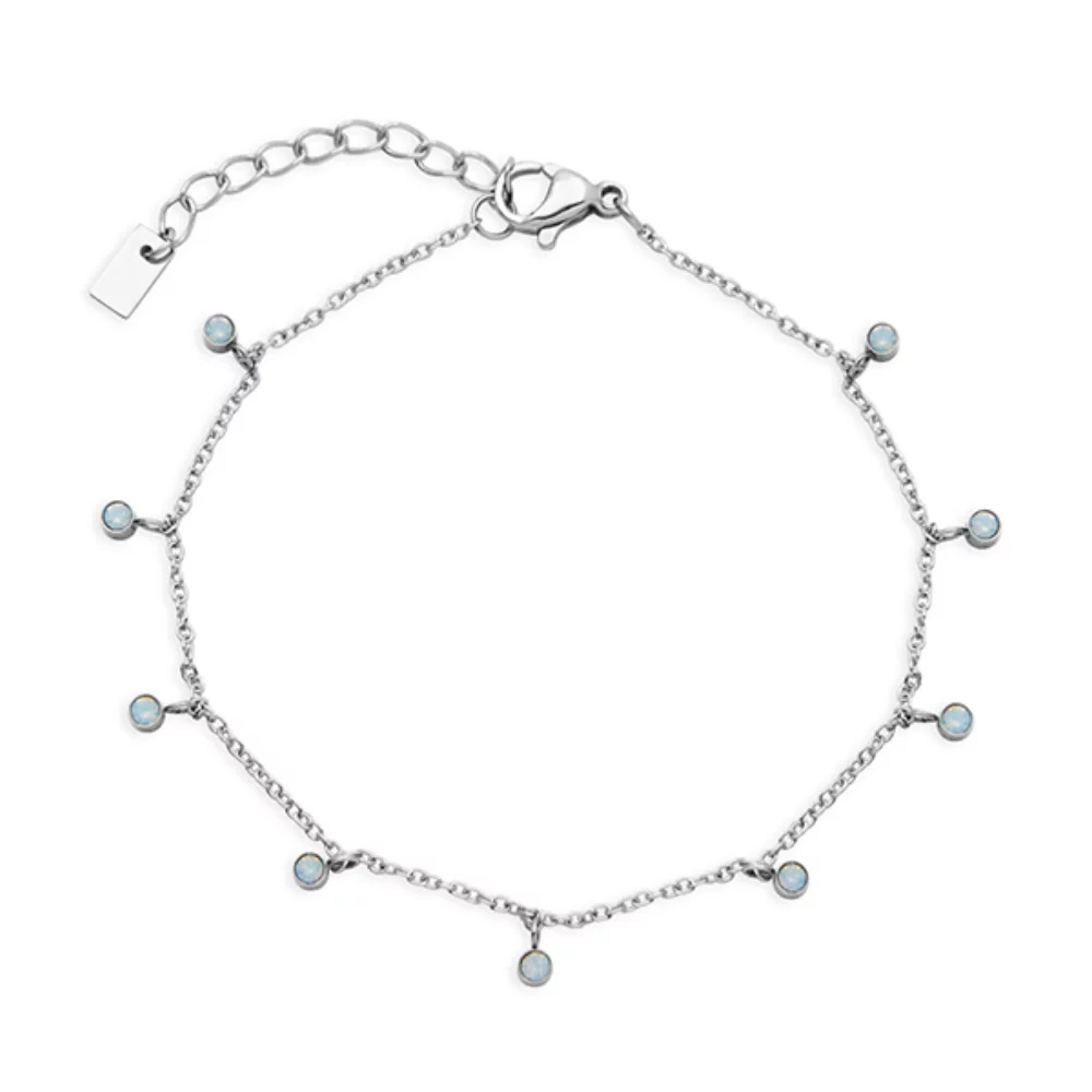 CJ Steelx Sapphire Opal Crystal Dangle Bracelet - Silver