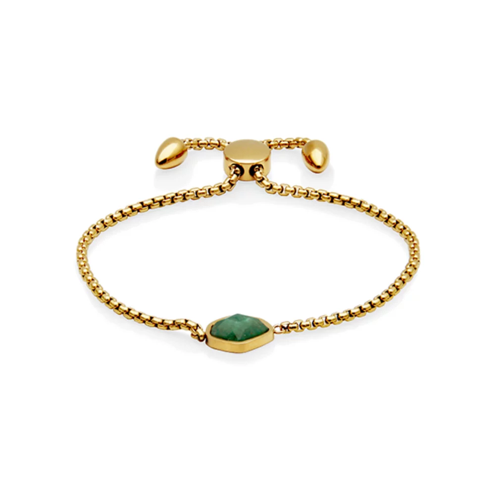 CJ Steelx Green Aventurine Bolo Bracelet - Gold