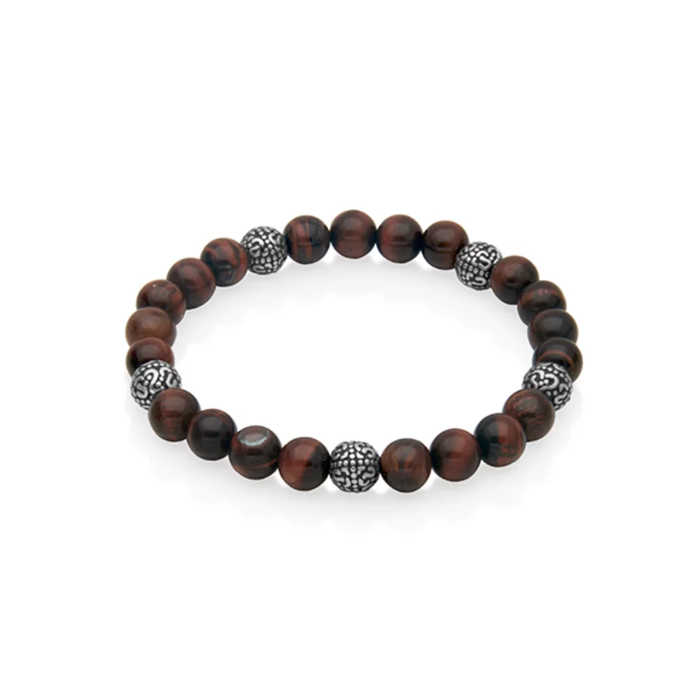 CJ STEELX Tiger's Eye Bead Bracelet - Blue