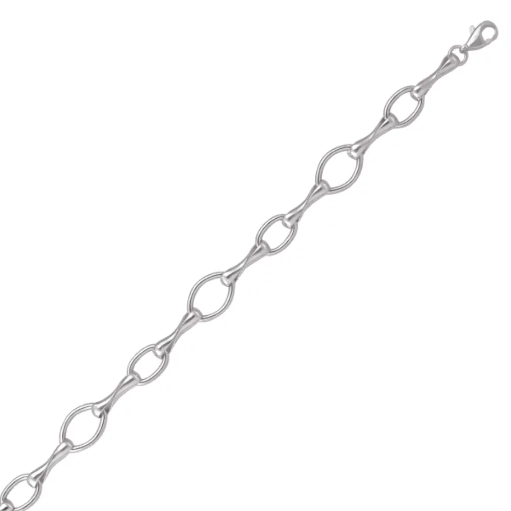 10K Silver Oval Shaped Link Bracelets - 4.6gm