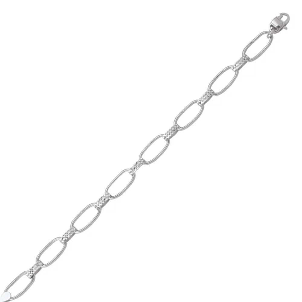 10K Silver Oval Shaped Link Bracelets - 5.2gm