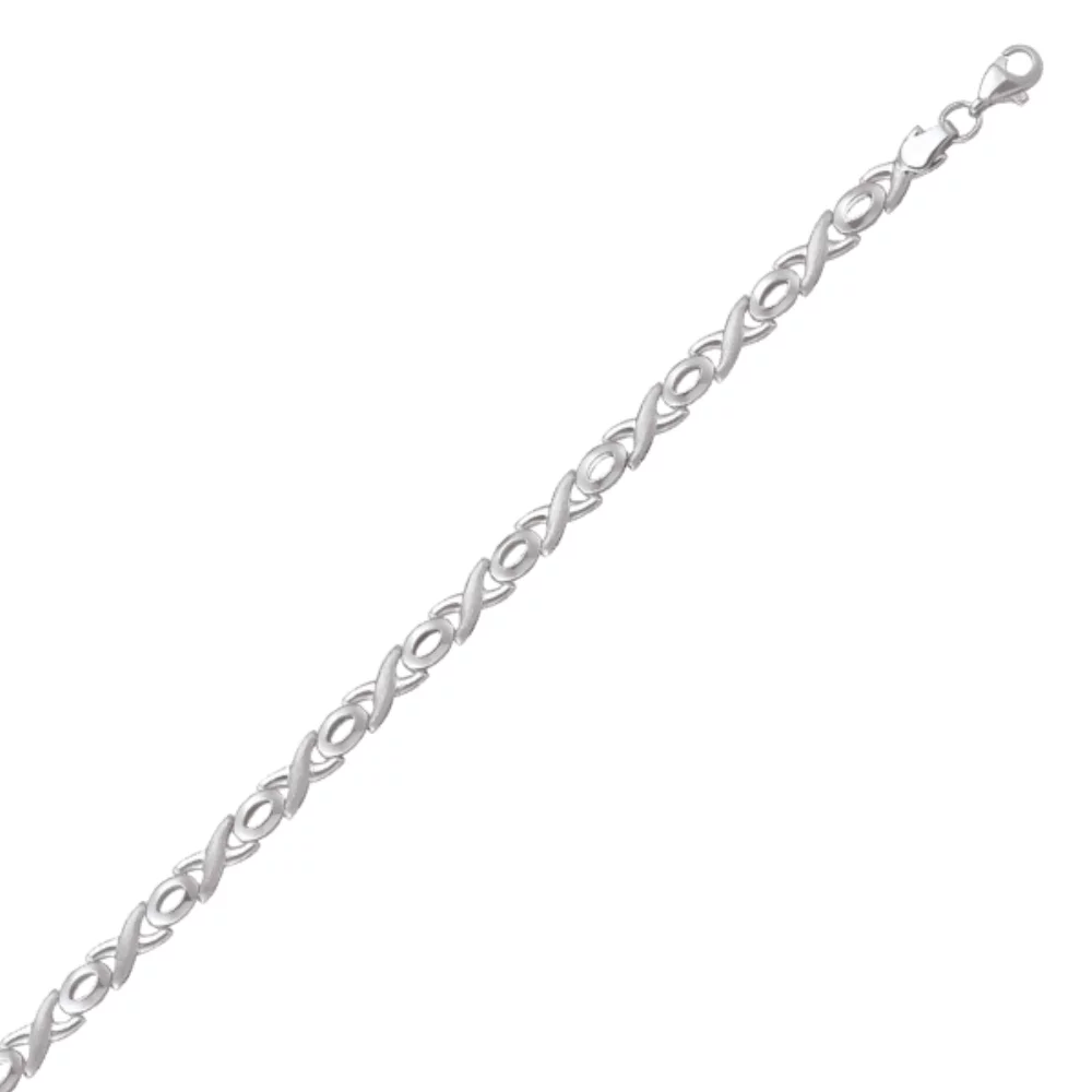 10K Silver Cross and Oval Shaped Link Bracelets