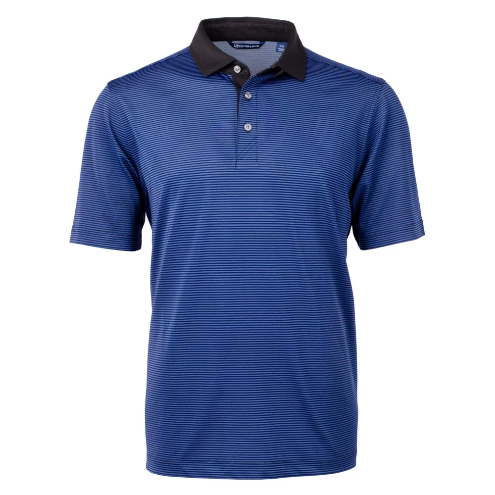 Polo Cutter & Buck Virtue Eco Pique à rayures micro-recyclé pour hommes
