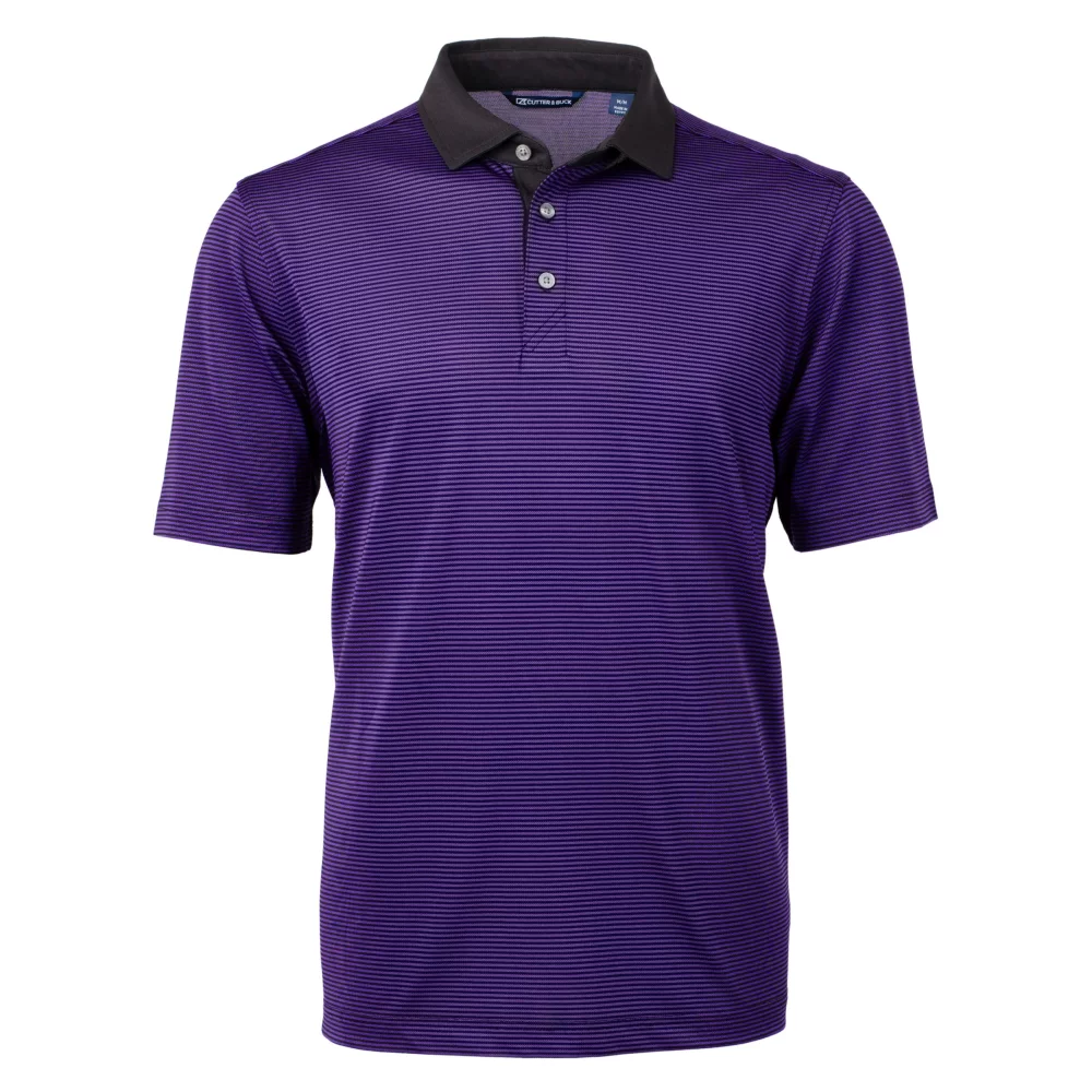 Polo Cutter & Buck Virtue Eco Pique à rayures micro-recyclé pour hommes