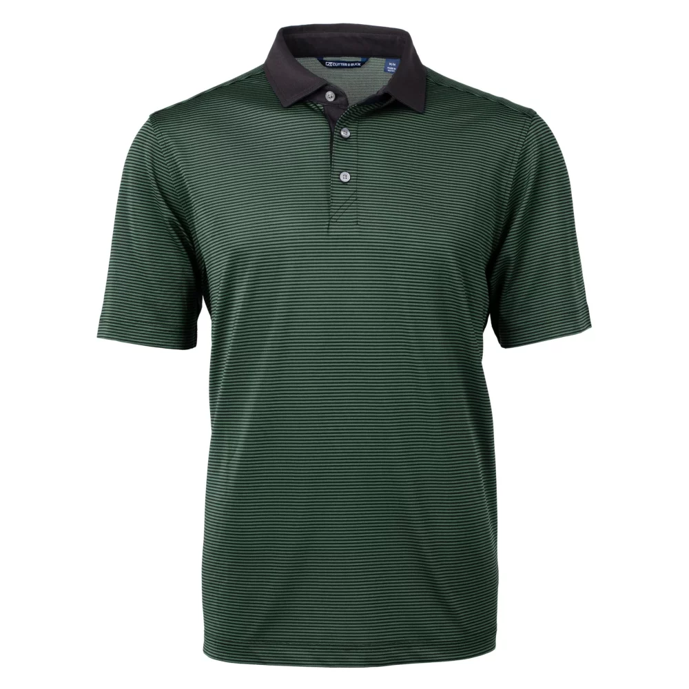Polo Cutter & Buck Virtue Eco Pique à rayures micro-recyclé pour hommes