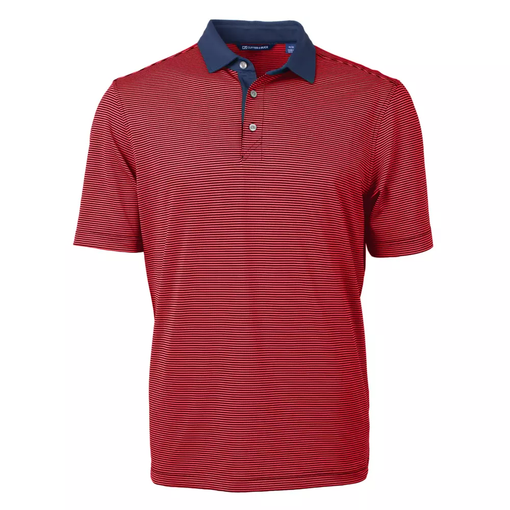 Polo Cutter & Buck Virtue Eco Pique à rayures micro-recyclé pour hommes